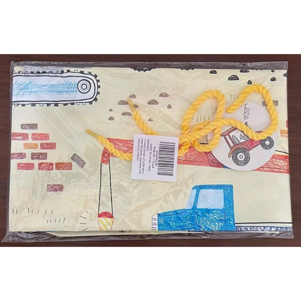 Loveinside Extra Large Plastic Gift Bag Construction Trucks 56 x 36-in Gift Tag